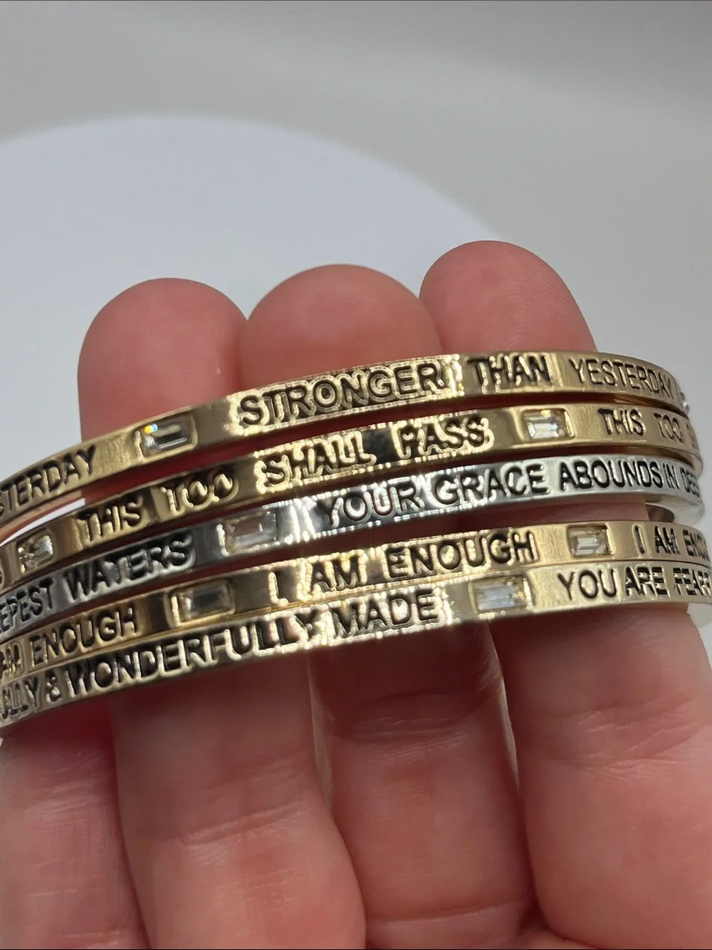 Premier Designs “Rest Assured” Engraved Bangles Inspirational Gold/silver (5)